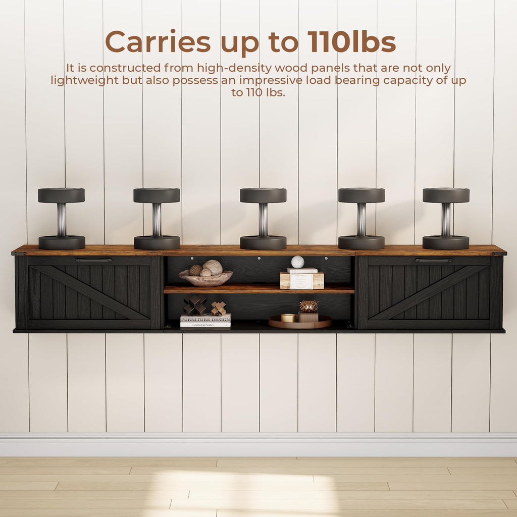 70" Black Floating TV Stand P65733