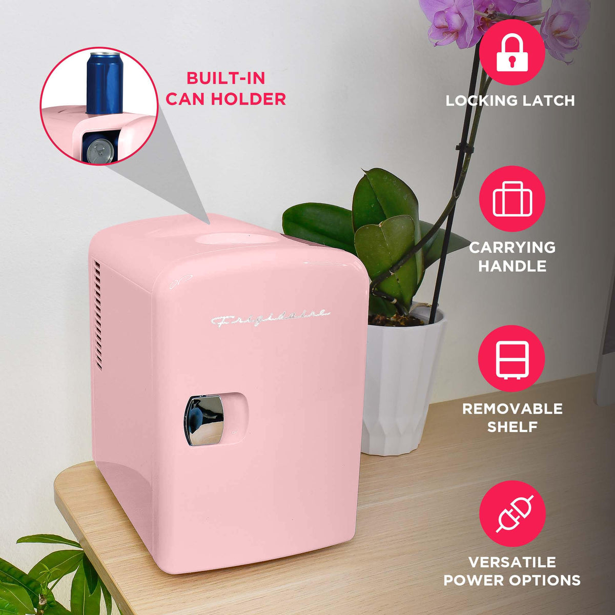 Mini Portable Compact Personal Fridge, 4 Liter Capacity, Pink G79060