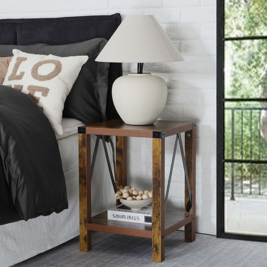 Brown 2-Tier Square End Table Y97060