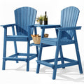 Tall Adirondack Chairs Set of 2, All-Weather HDPE Blue B5147