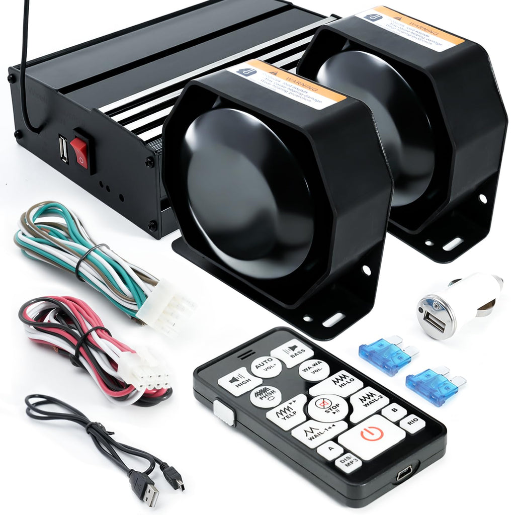 400W 12V Emergency Siren PA System with Wireless Remote and Microphone N7673