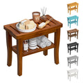 Teak Shower Bench Stool with Storage Shelf X46894