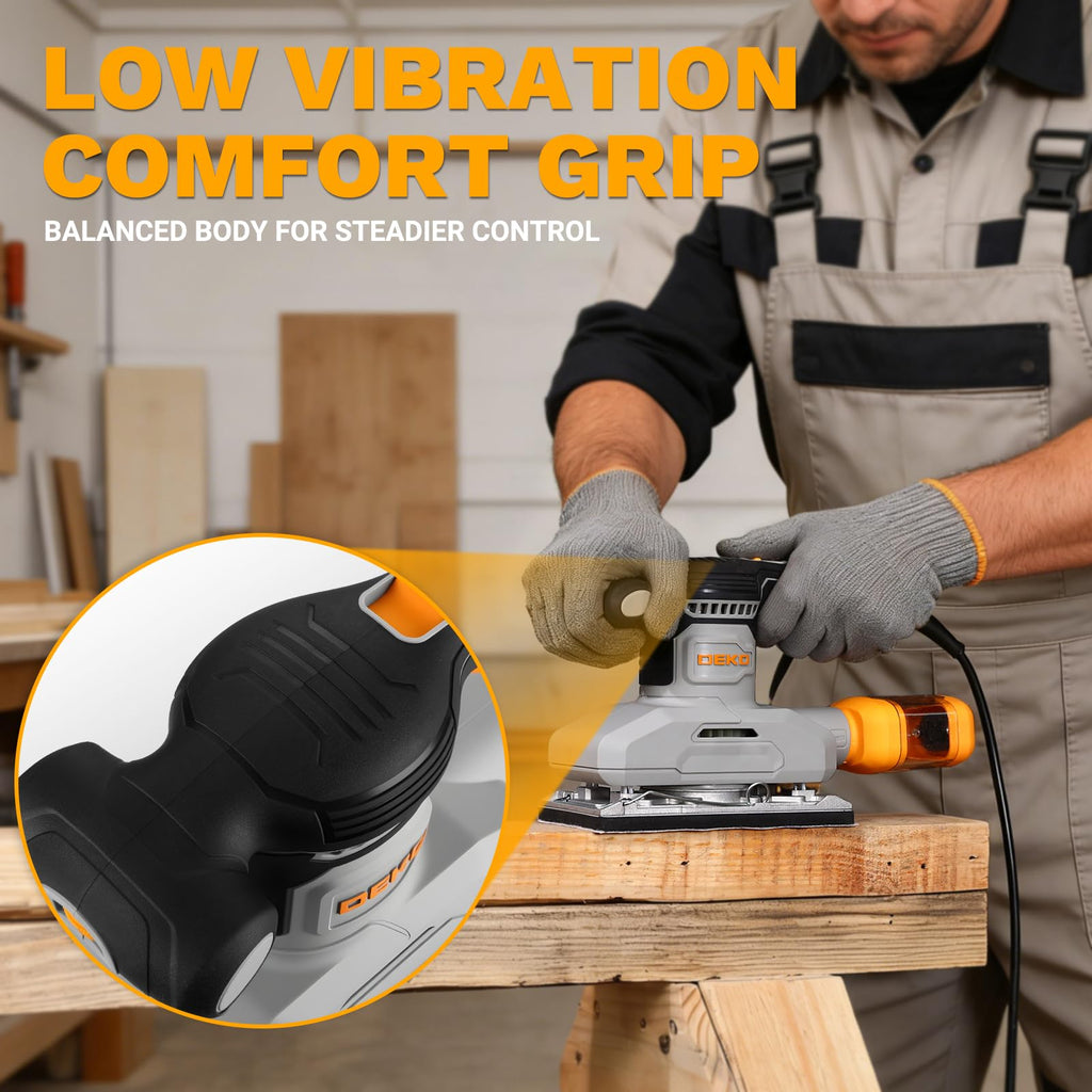 1/3 Sheet Palm Sander with 15 pcs Sandpaper and Dust Box U6462