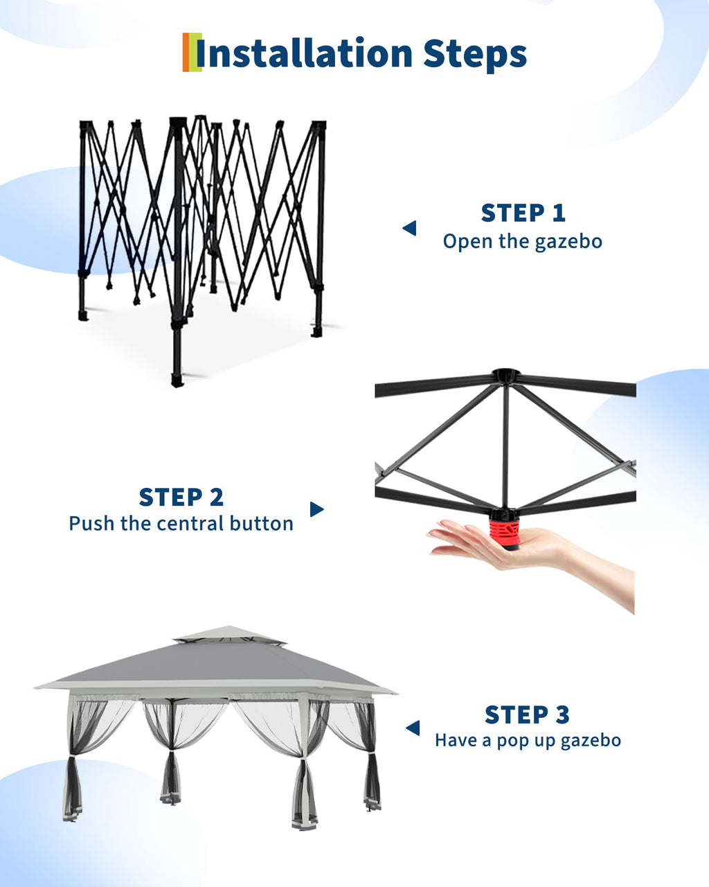 13x13FT Pop Up Gazebo with Mosquito Netting, Grey A858