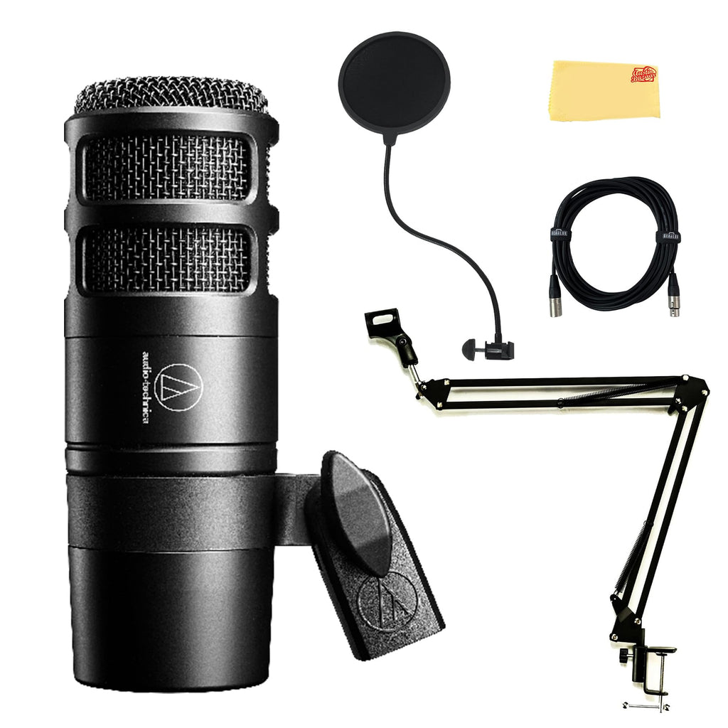 Hypercardioid Dynamic Podcast Microphone Bundle with Pop Filter, Boom Arm, XLR Cable M14532