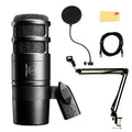 Hypercardioid Dynamic Podcast Microphone Bundle with Pop Filter, Boom Arm, XLR Cable M14532