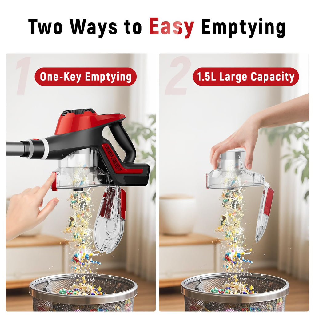Cordless Stick Vacuum 45Kpa 1.5L Lightweight Handheld Vacuum O531