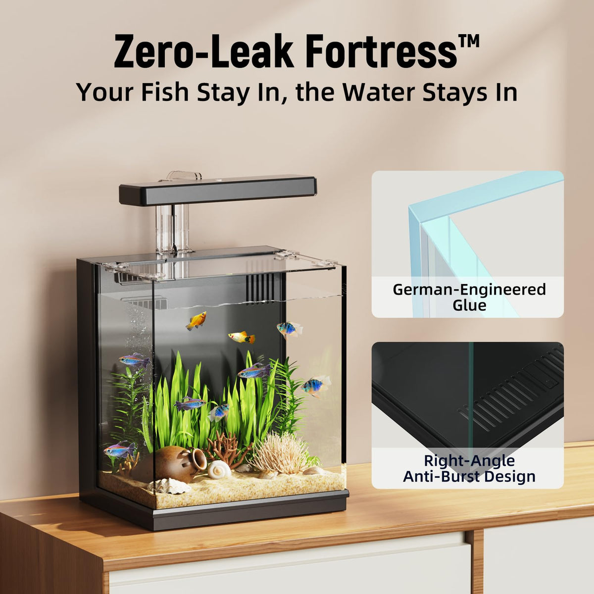 2 Gallon Betta Fish Tank with Filter & Light A595945