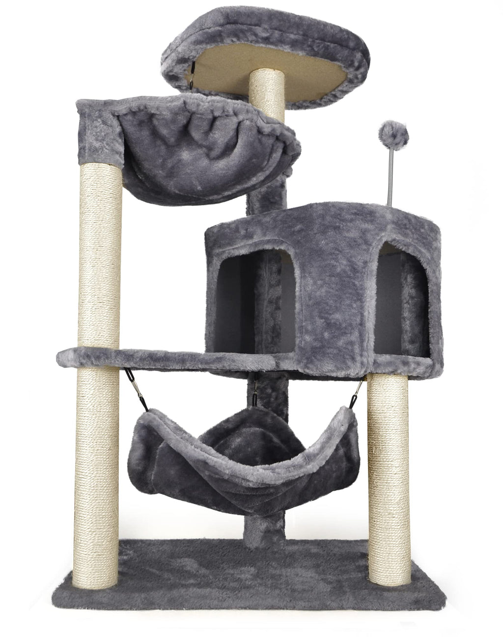 Grey Cat Tree with Cat Condo and Hammock W5753
