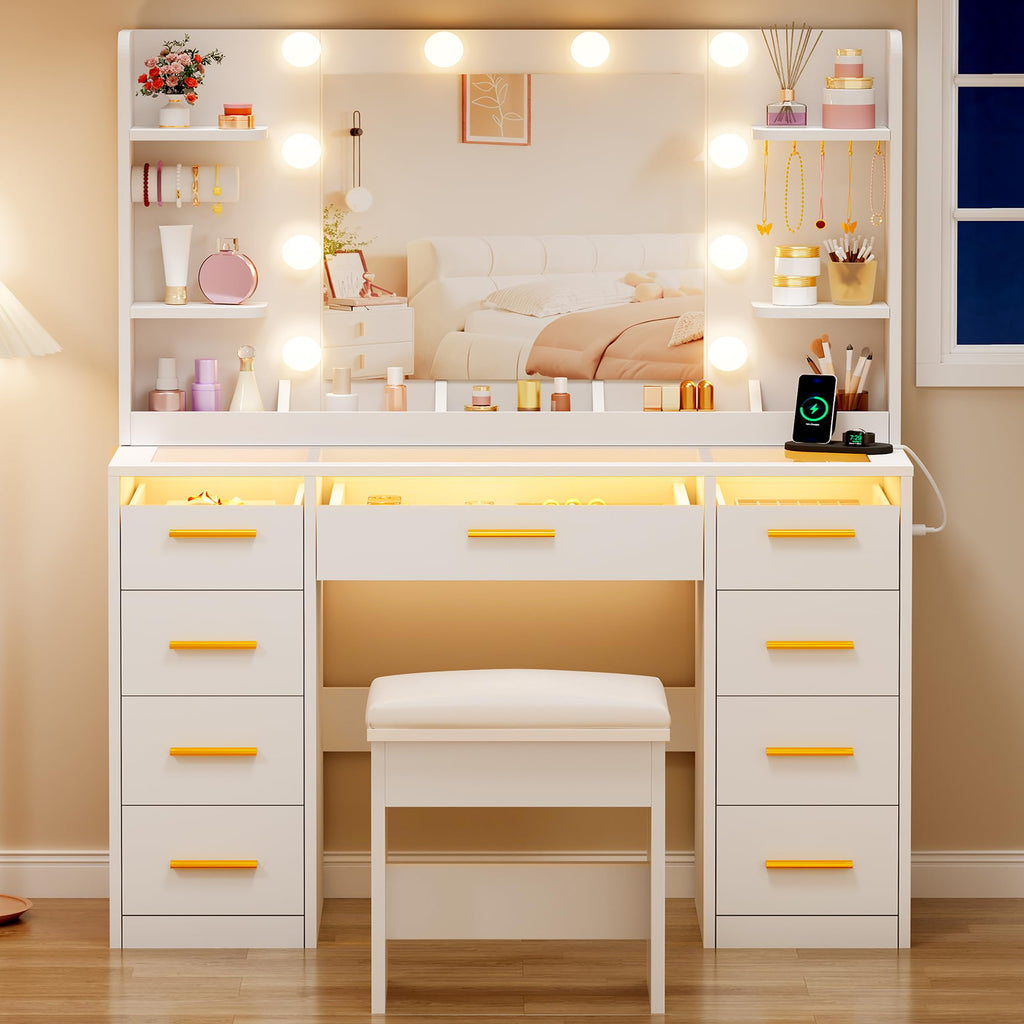 Large Vanity Desk with Mirror and Lights V6593