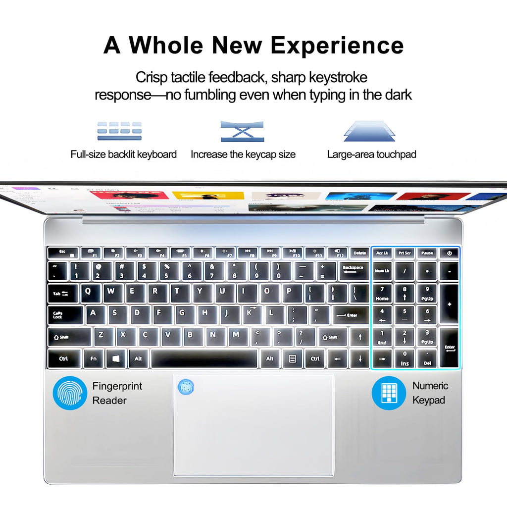 15.6 Inch Laptop 8GB RAM 512GB SSD 1080P FHD IPS O7376