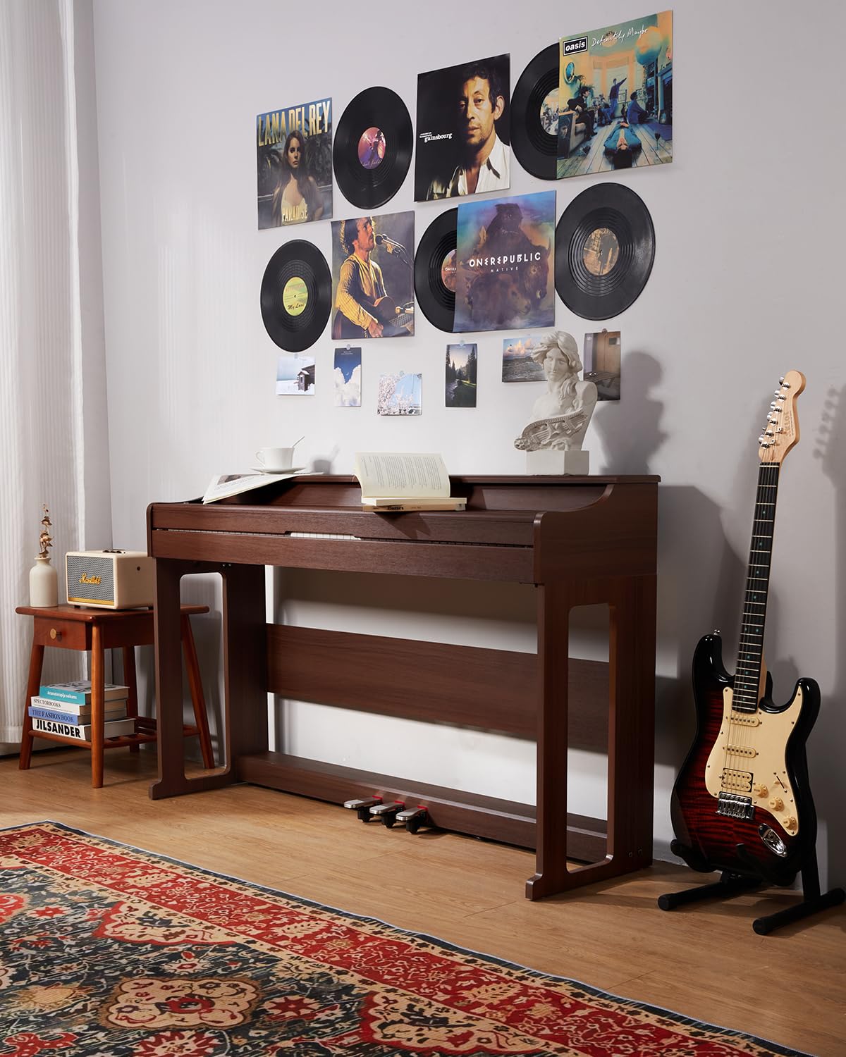 88 Keys Hammer-Action Fully Weighted Digital Piano with Furniture Stand F671374