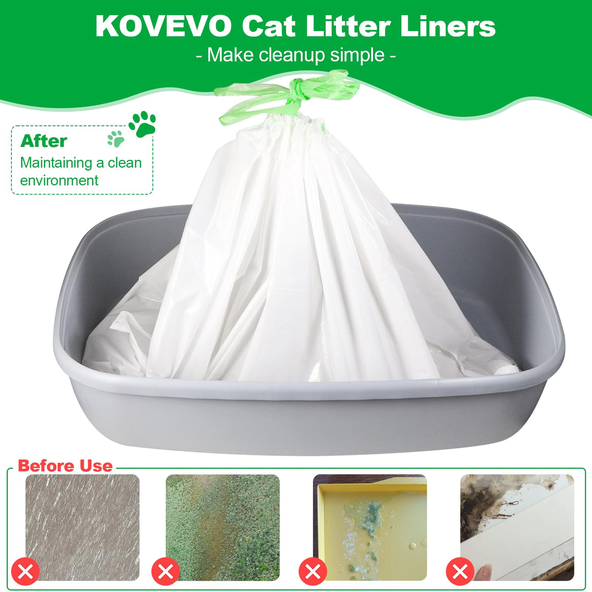 100 PCS Jumbo Cat Litter Box Liners 36"x19" M77262
