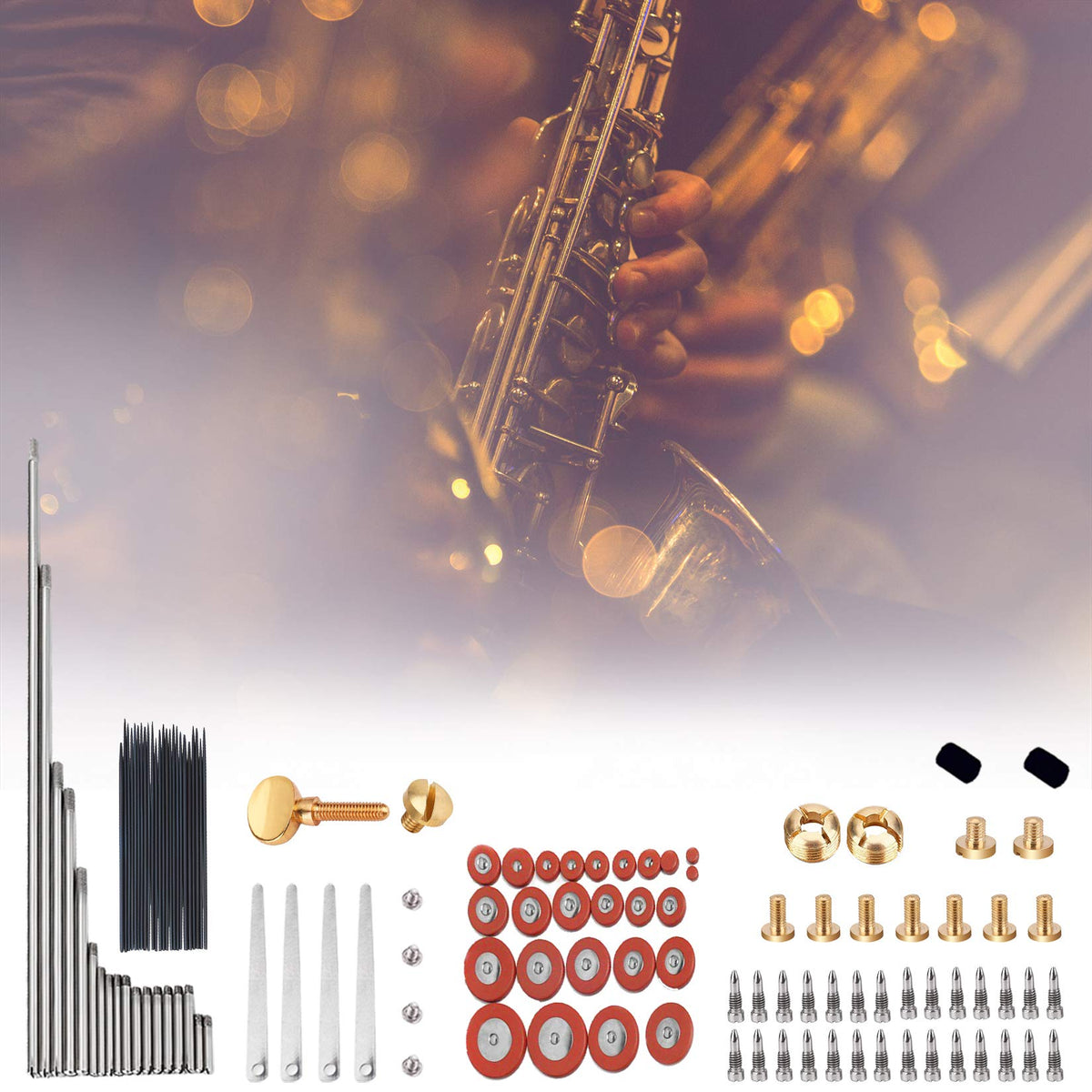 Alto Sax Repair Parts Screws and 25pcs Sax Pads G58303
