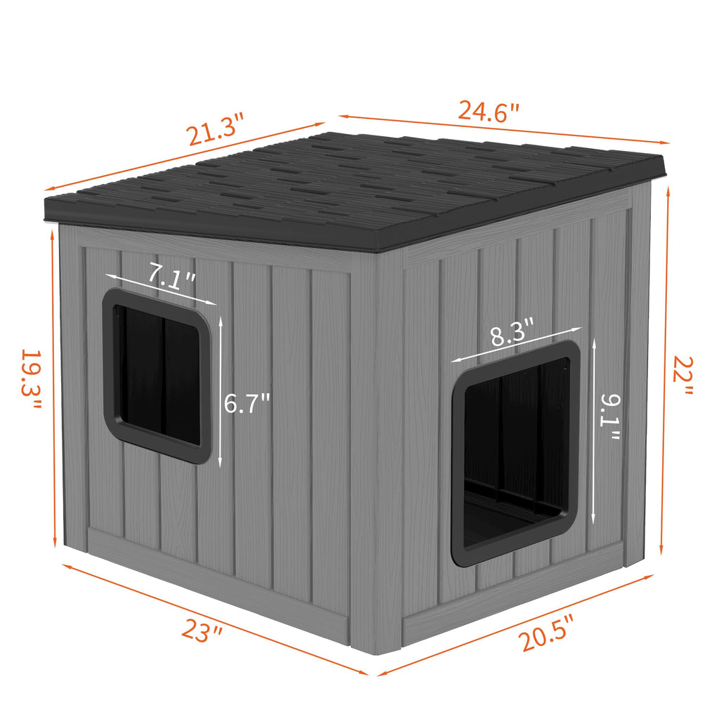 Weatherproof PP Plastic Dog House with Sloped Roof T274141