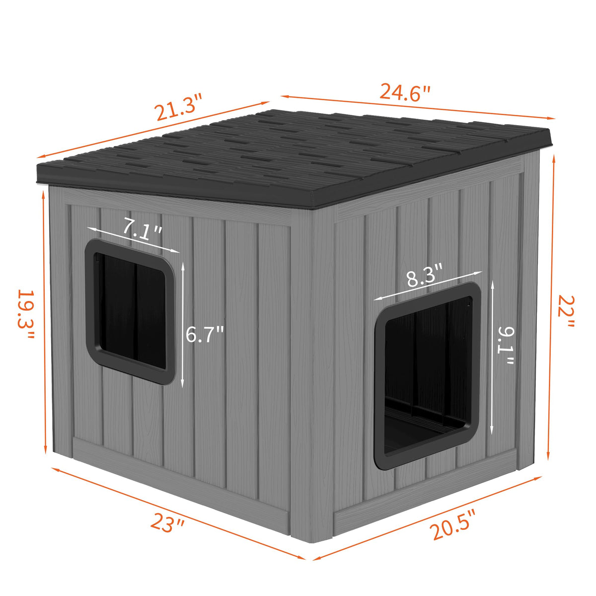Weatherproof PP Plastic Dog House with Sloped Roof T274141