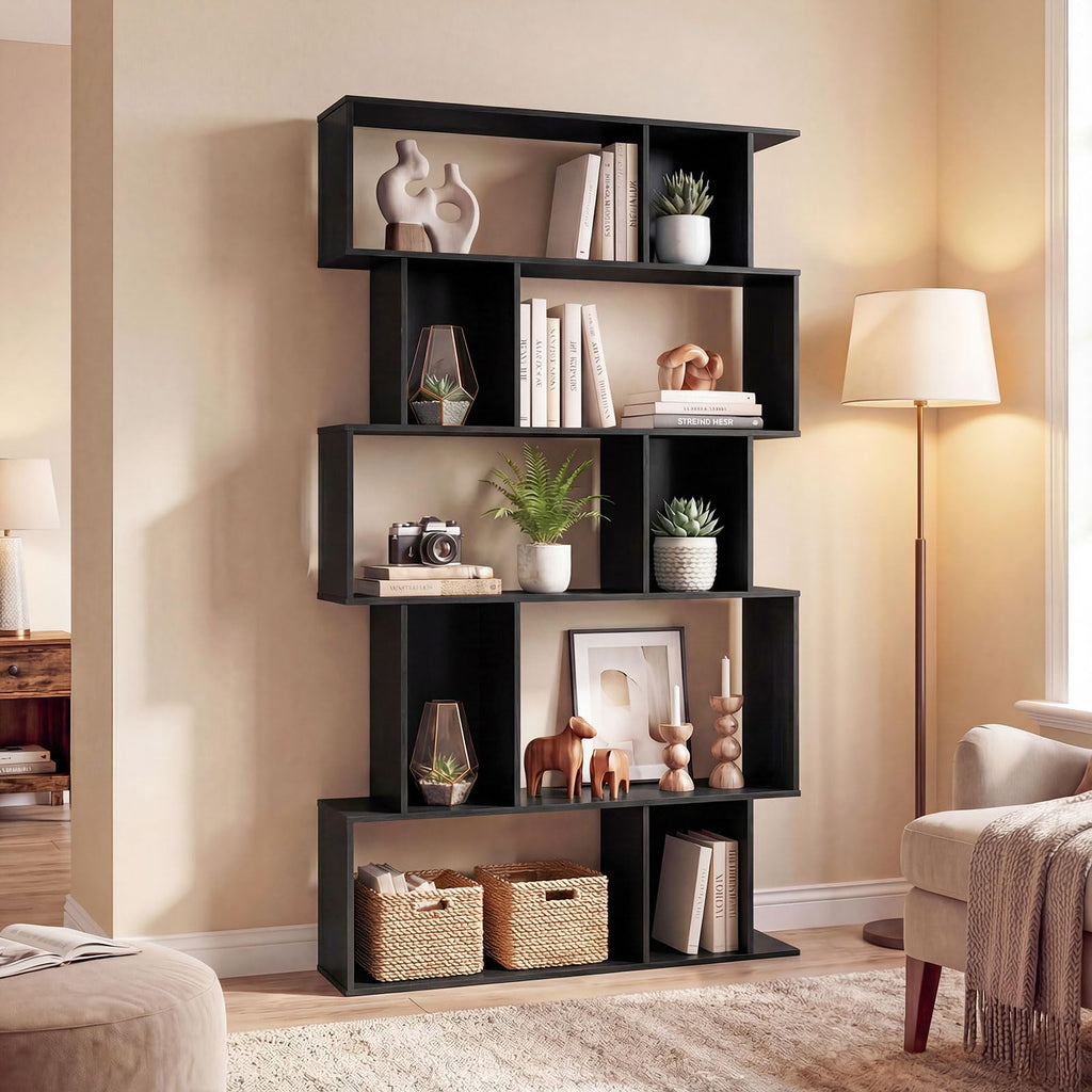 5-Tier 10-Cube Black Bookshelf A37285