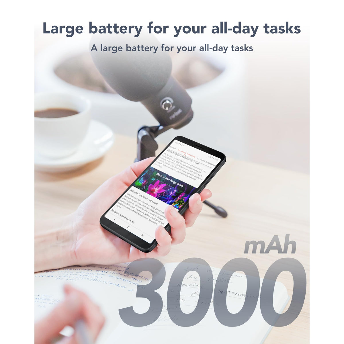 Unlocked Smartphone with 6.0" HD+ Display, 3+32GB, 3000mAh Battery, Android 13, Space Black M638373