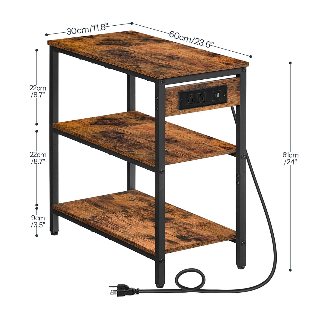 Charging Station End Table with 3 Tier Storage Shelf L83968