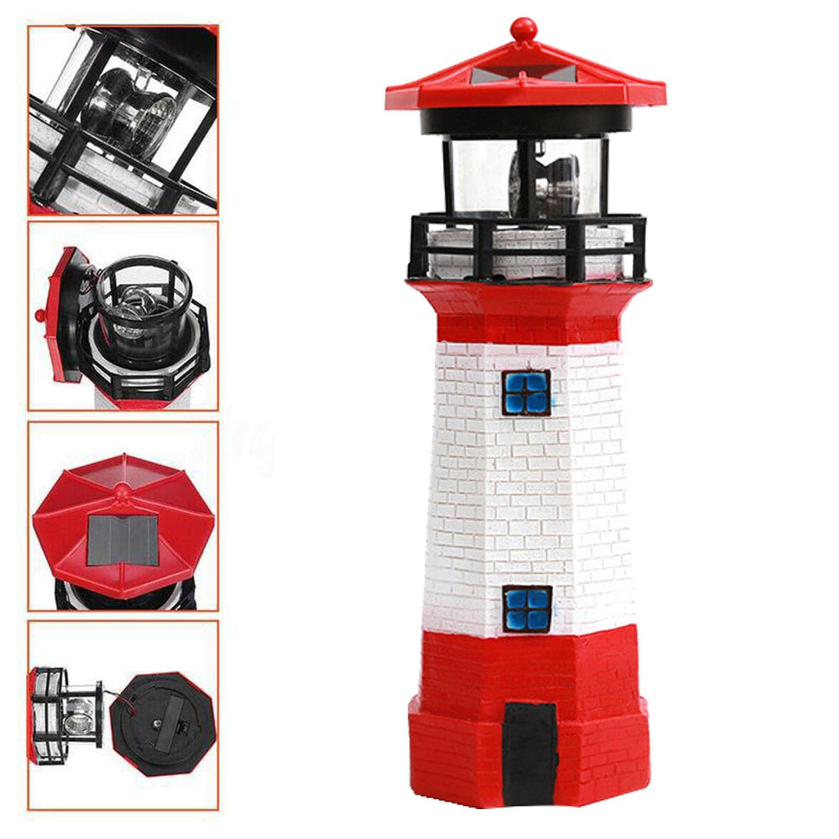 Solar Powered LED Rotating Lighthouse Light O14088