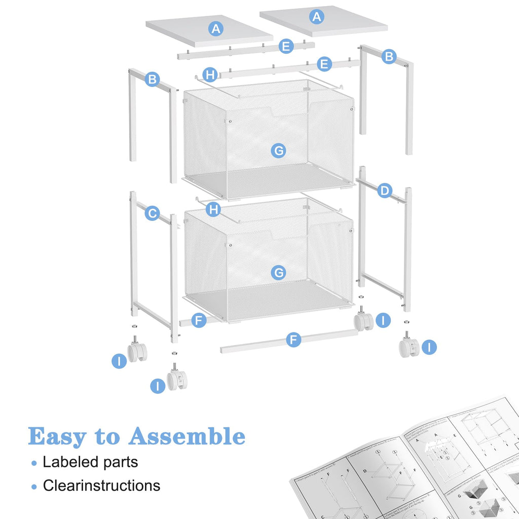 White 2 Drawer Rolling File Cabinet R4066