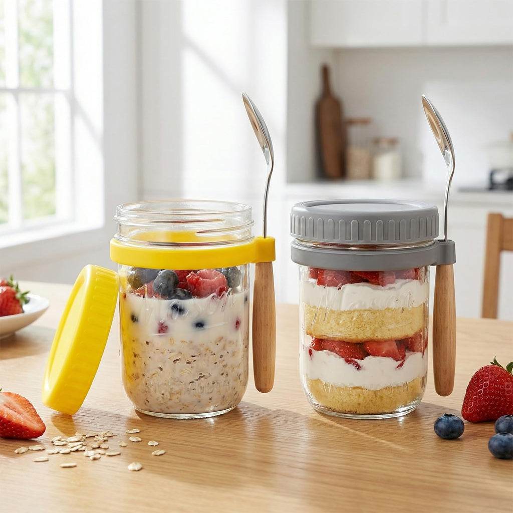 16oz 6-Pack Wide Mouth Glass Mason Jars with Airtight Lids V1386