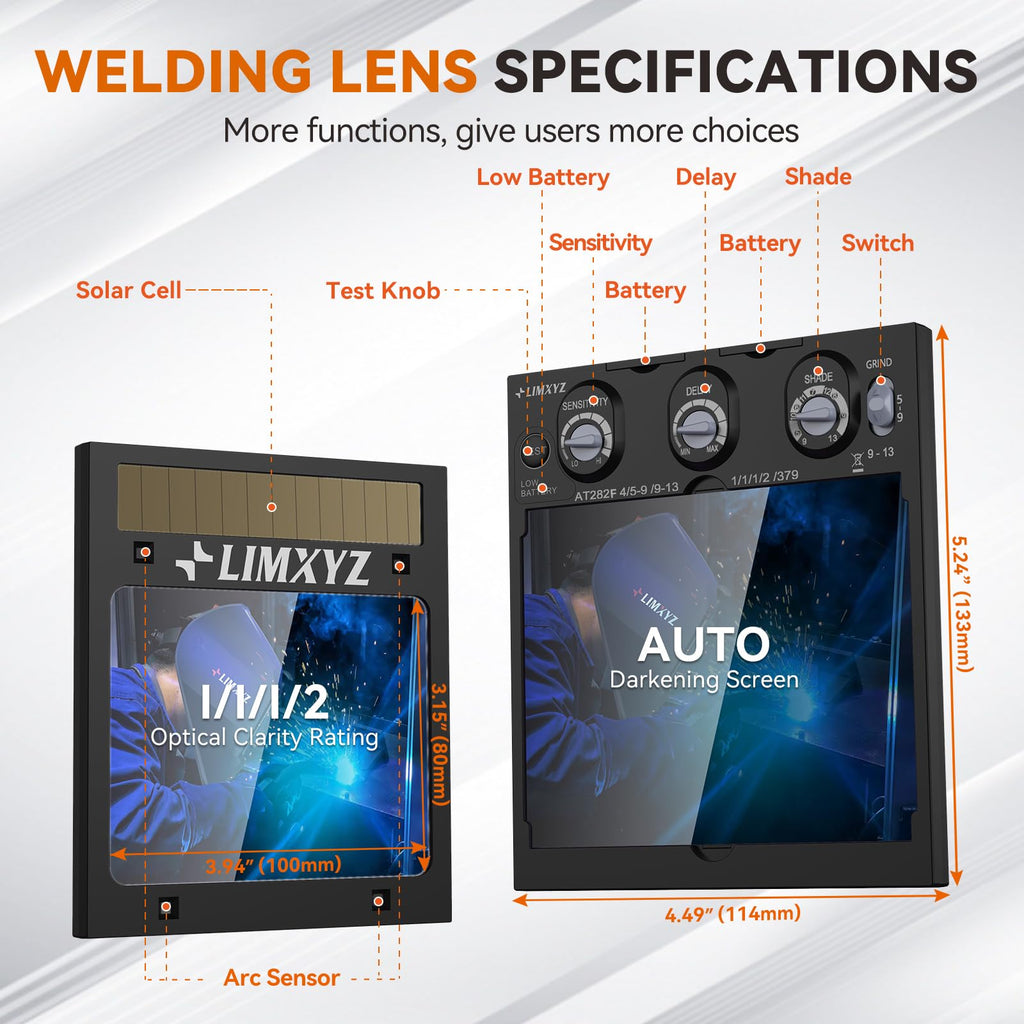 Auto Darkening Welding Lens True Color 5.24"x4.49" Adjustable Shade 4/9-13 B855157