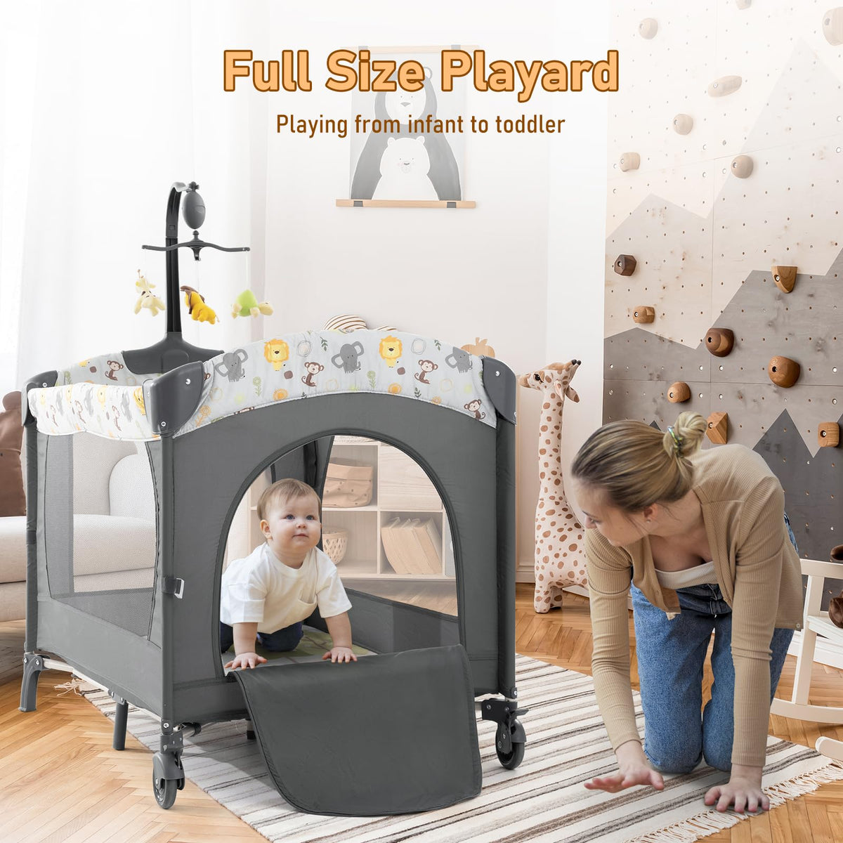 5-in-1 Convertible Baby Crib Bassinet Playpen O5785