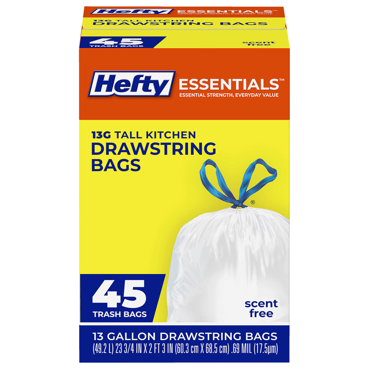 13 Gallon White Unscented Trash Bags 45ct A557299