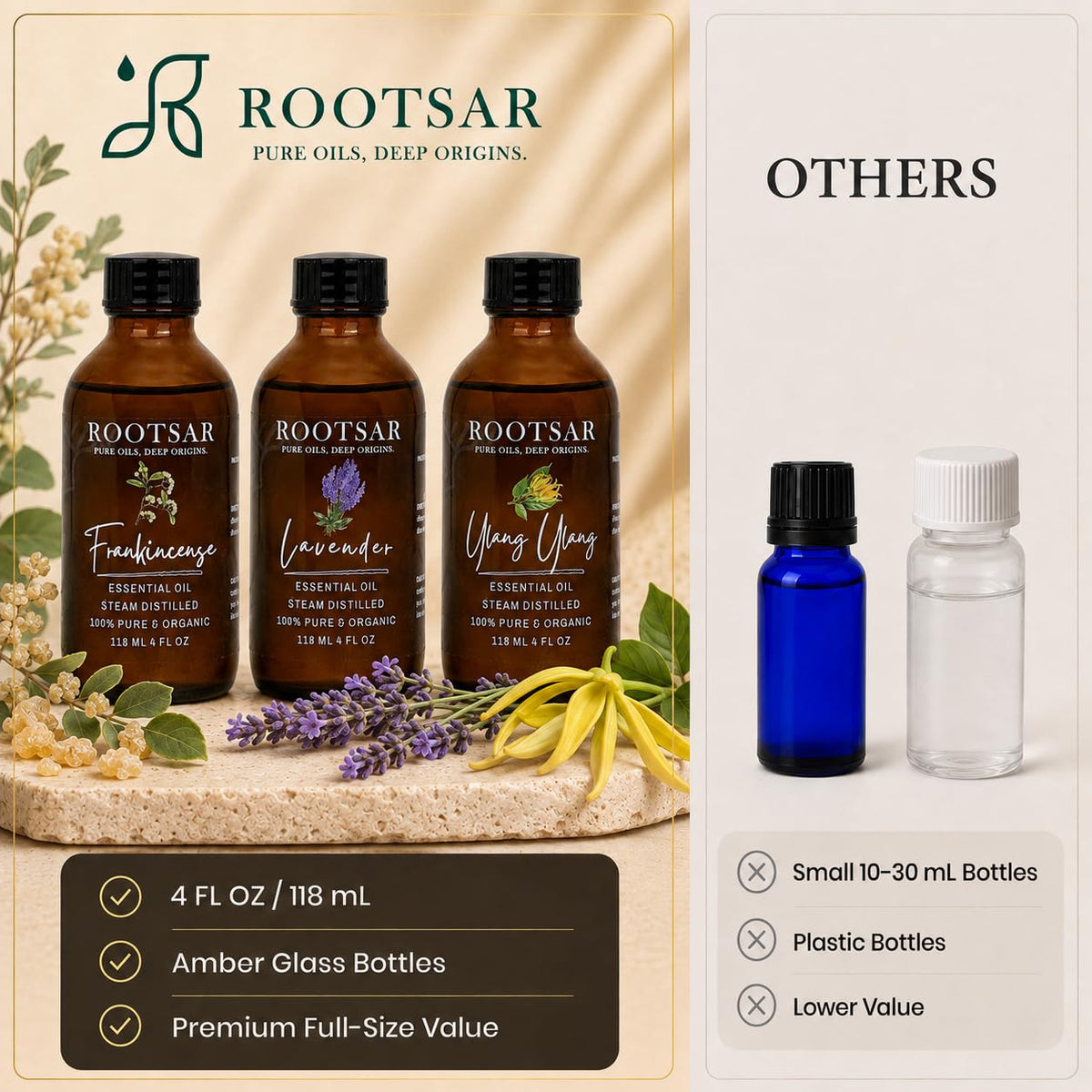 3 Pack Lavender Ylang Ylang Frankincense Essential Oils 4 Fl Oz N985
