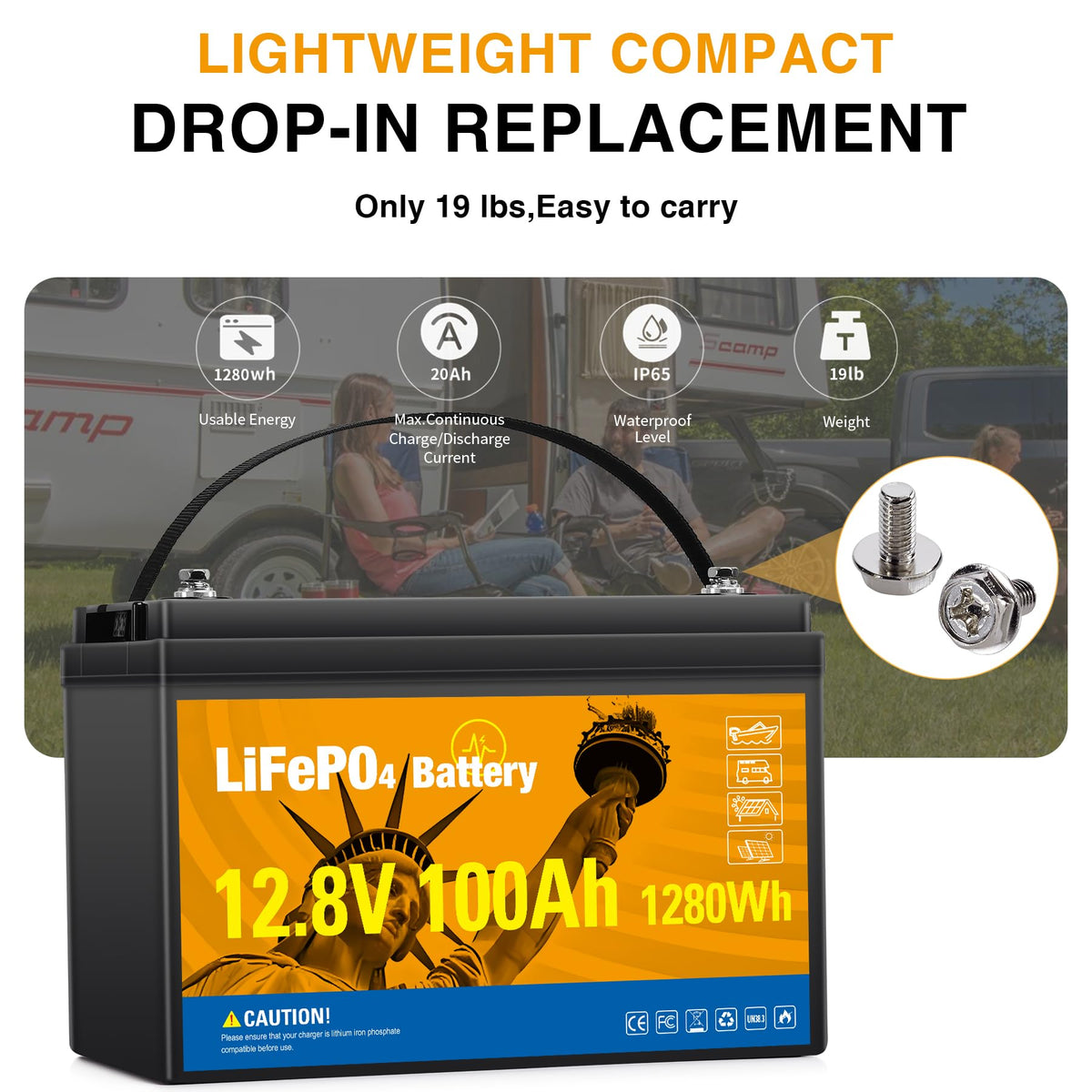 12.8V 100Ah LiFePO4 Lithium Battery H87221