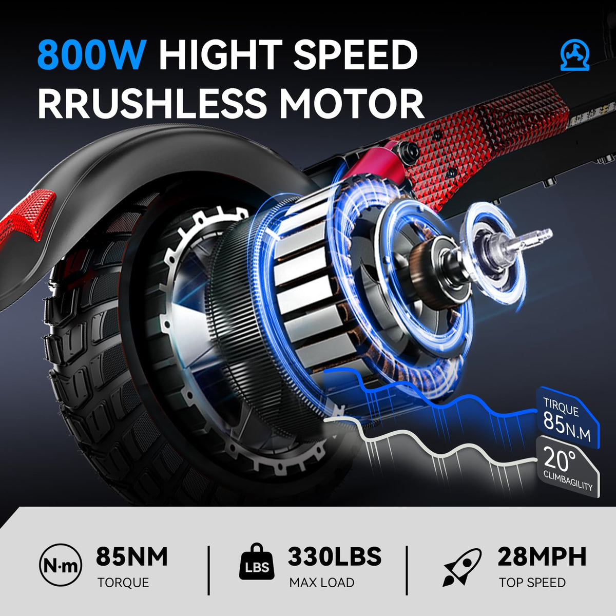 Electric Scooter with Seat 10 inch Off Road Foldable D962954