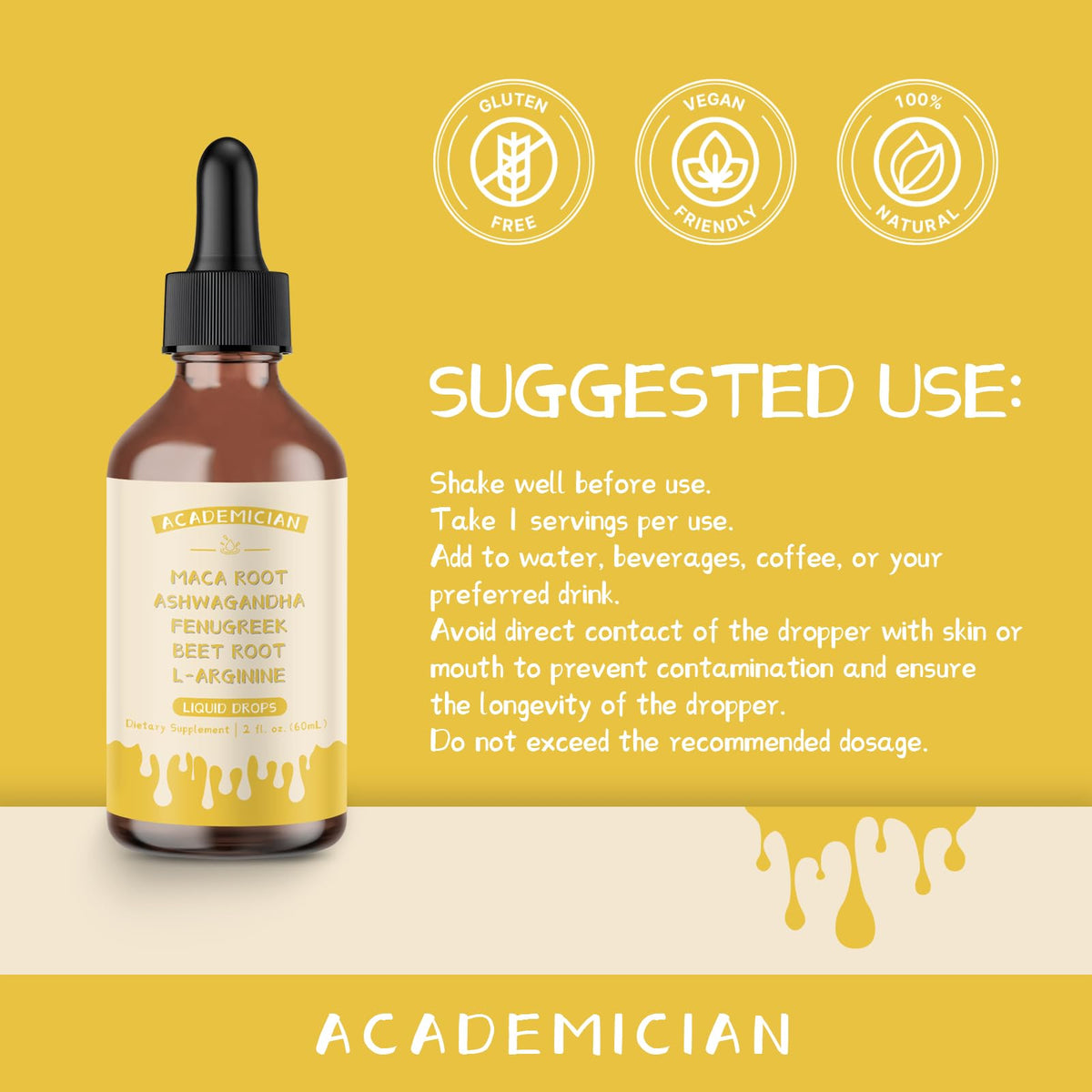 Ashwagandha MACA L Arginine Beet Root Fenugreek Liquid 60ML Y5965