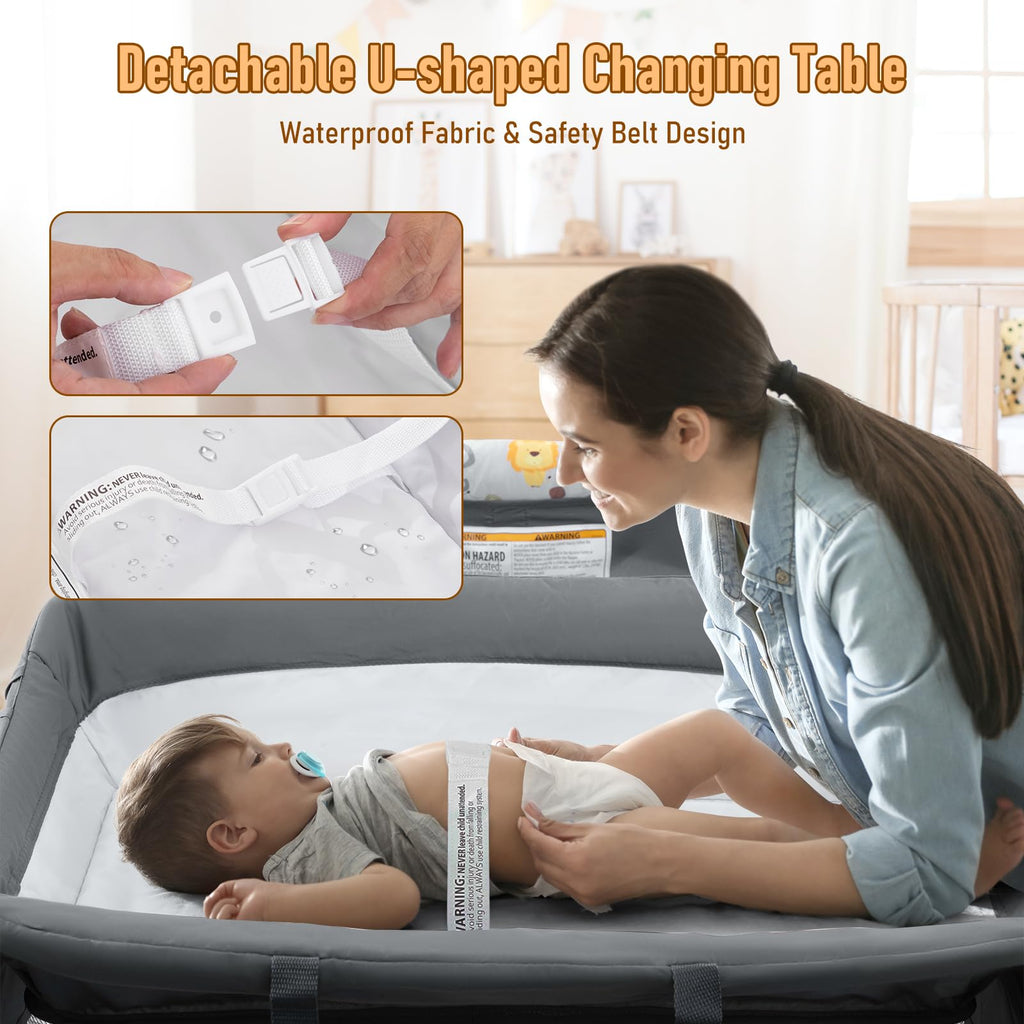 5-in-1 Convertible Baby Crib Bassinet Playpen O5785