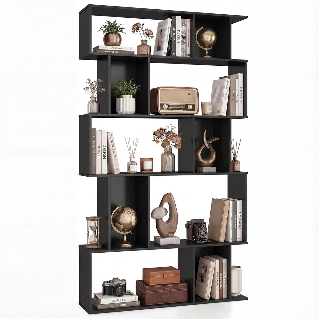 5-Tier 10-Cube Black Bookshelf A37285
