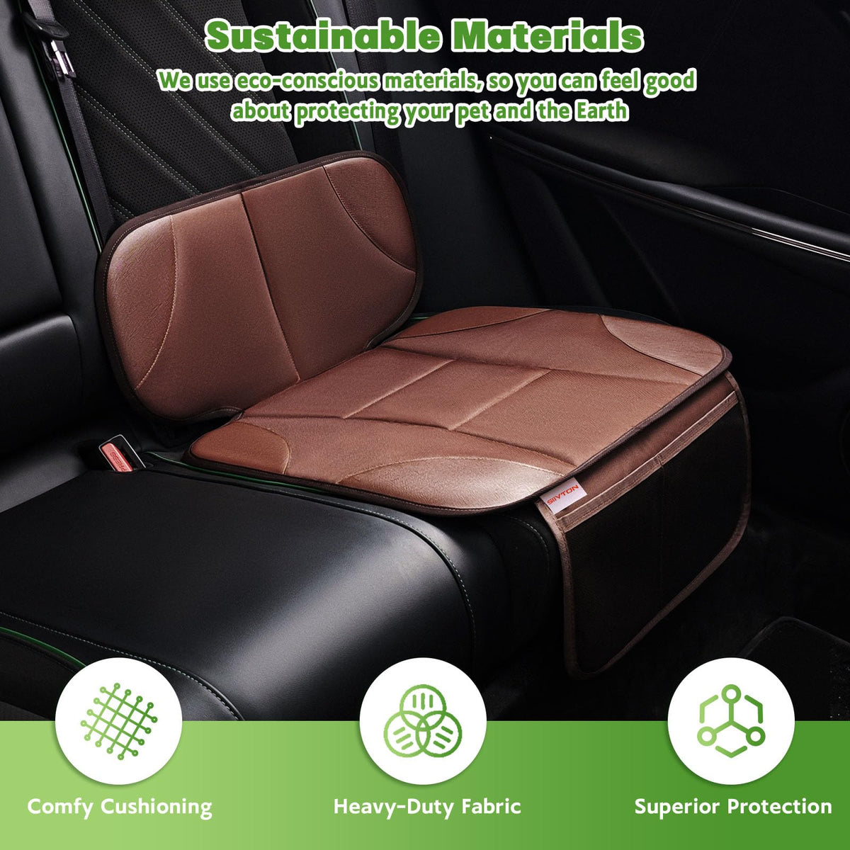 Car Seat Protector with 2 Storage Pockets, Black V3562