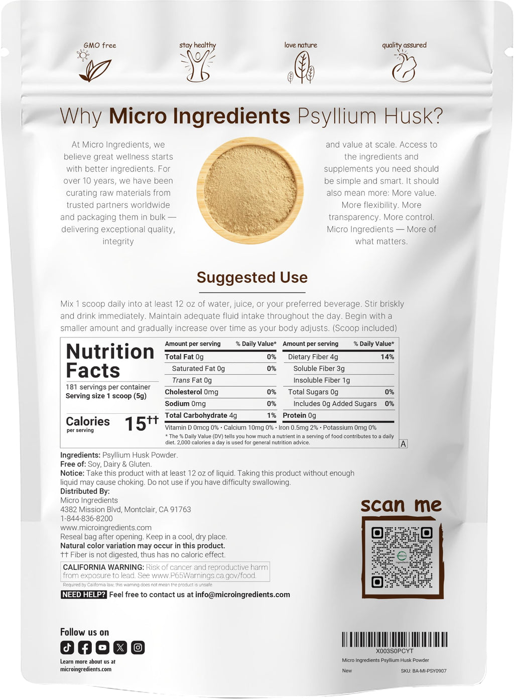 Psyllium Husk Powder, 2 lb. J32739