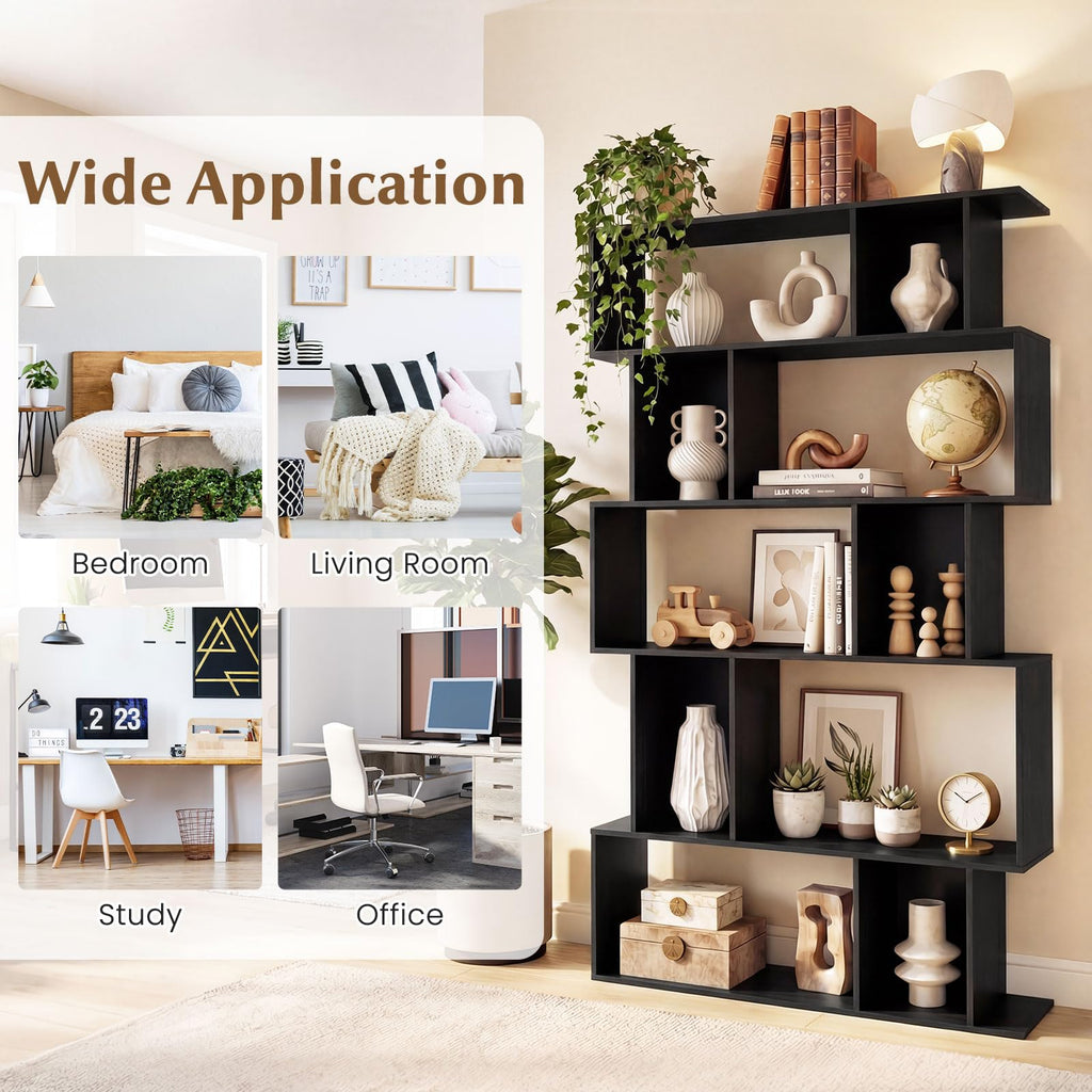 5-Tier 10-Cube Black Bookshelf A37285