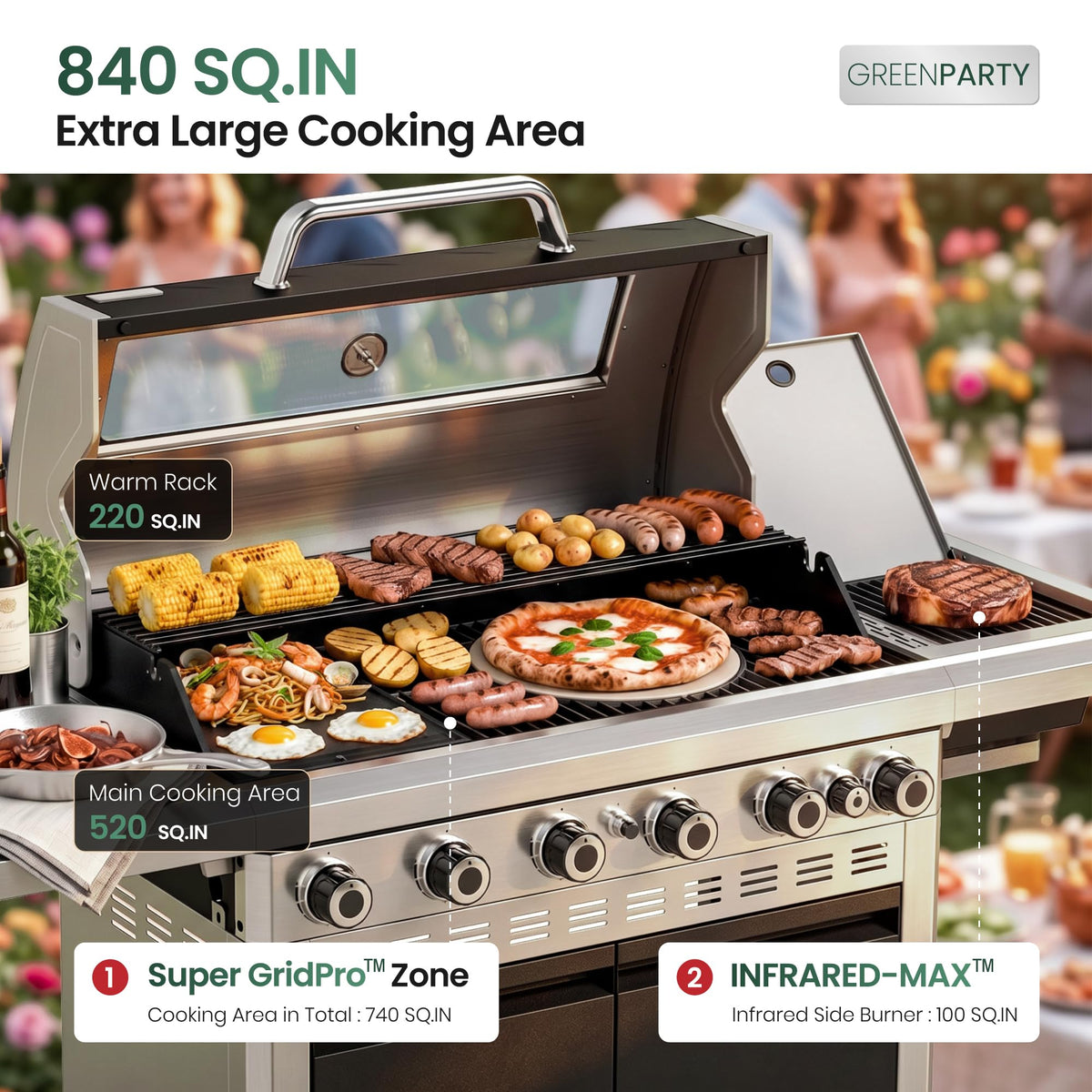 6 Burner Propane Gas Grill with Infrared Side Burner D97781