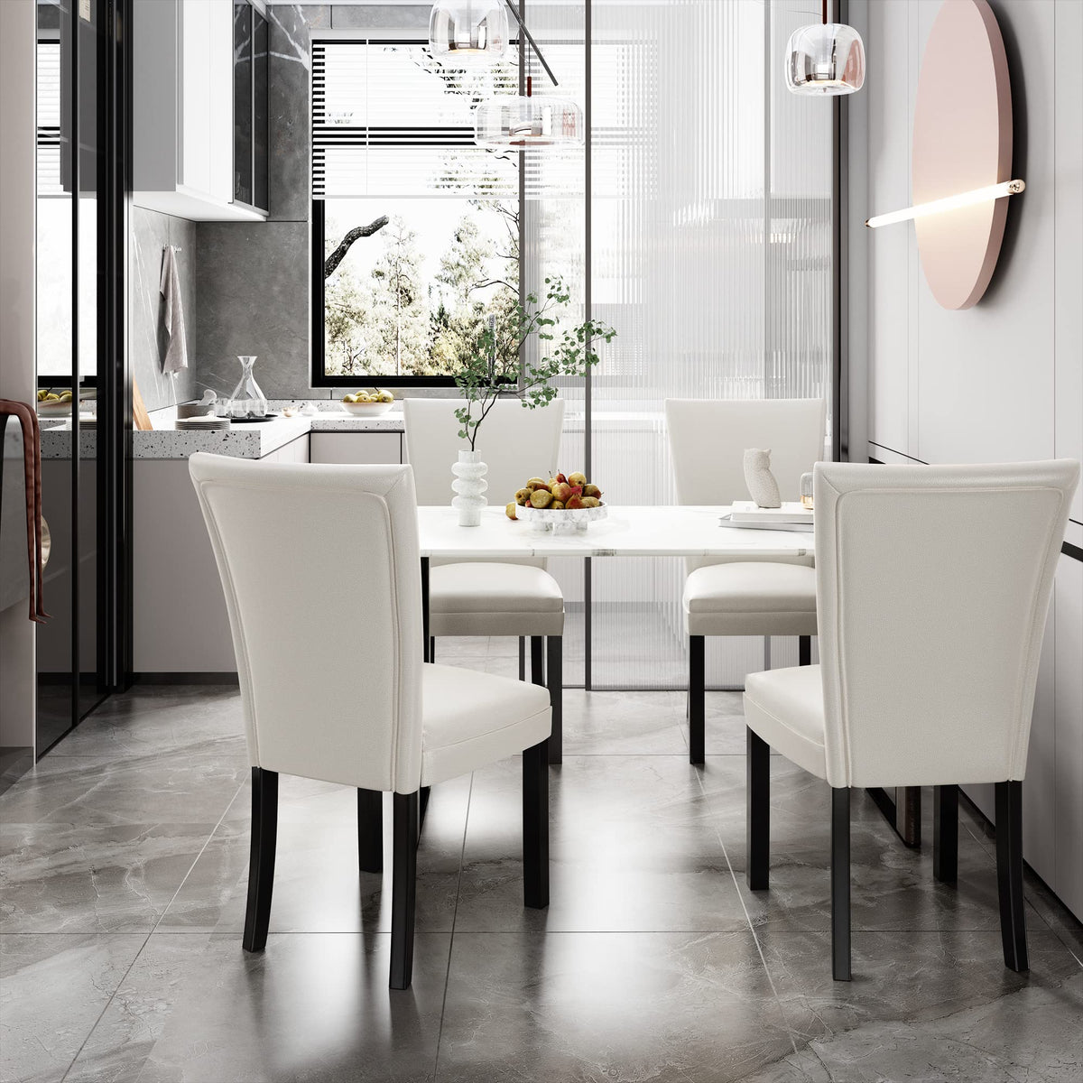 Faux Leather Upholstered Dining Chairs Set of 2 F56371