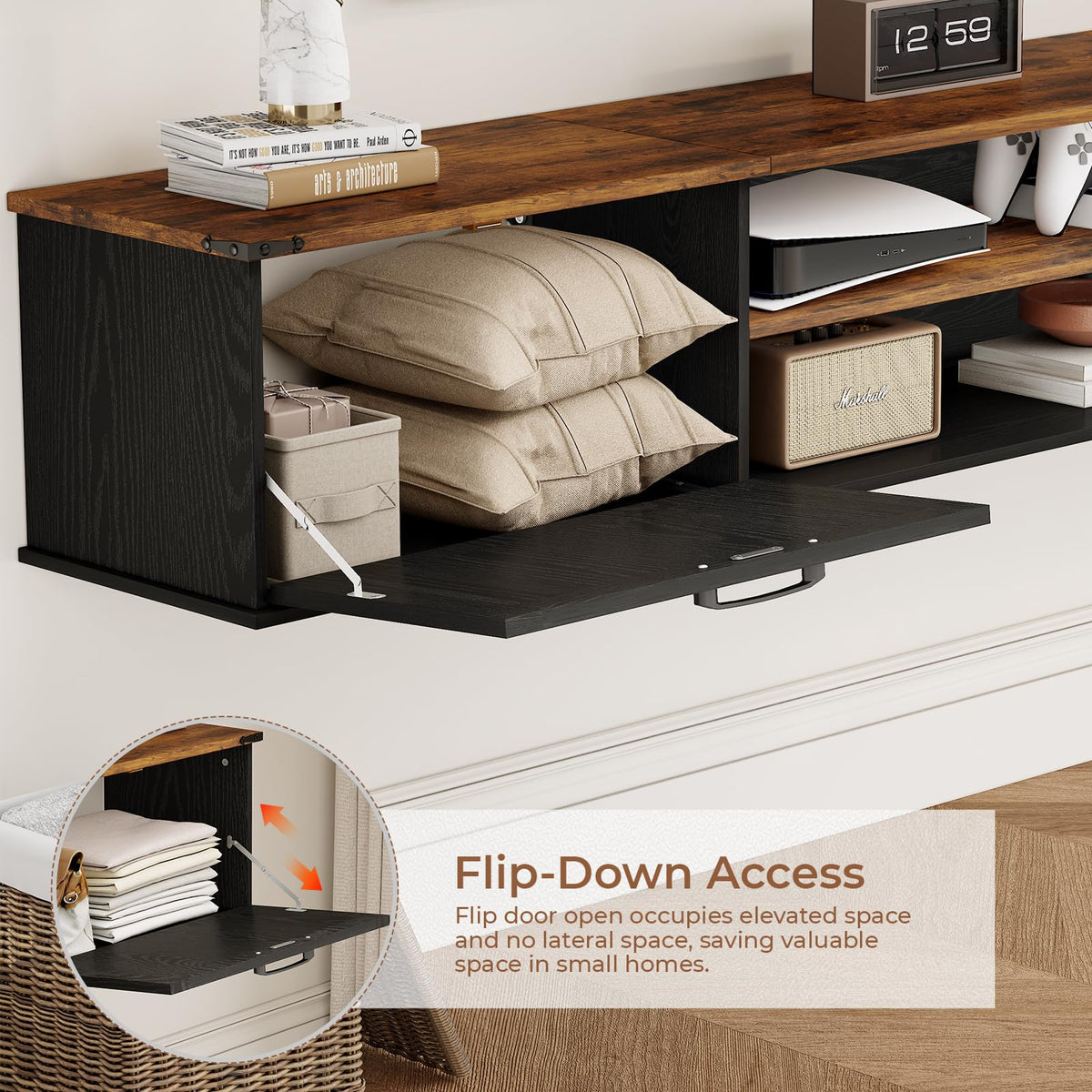 70" Black Floating TV Stand P65733