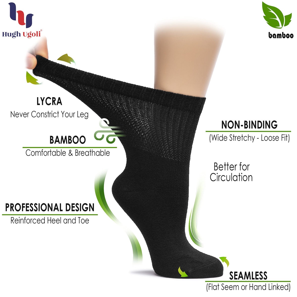 Bamboo Loose Fit Crew Socks 4 Pairs H17730