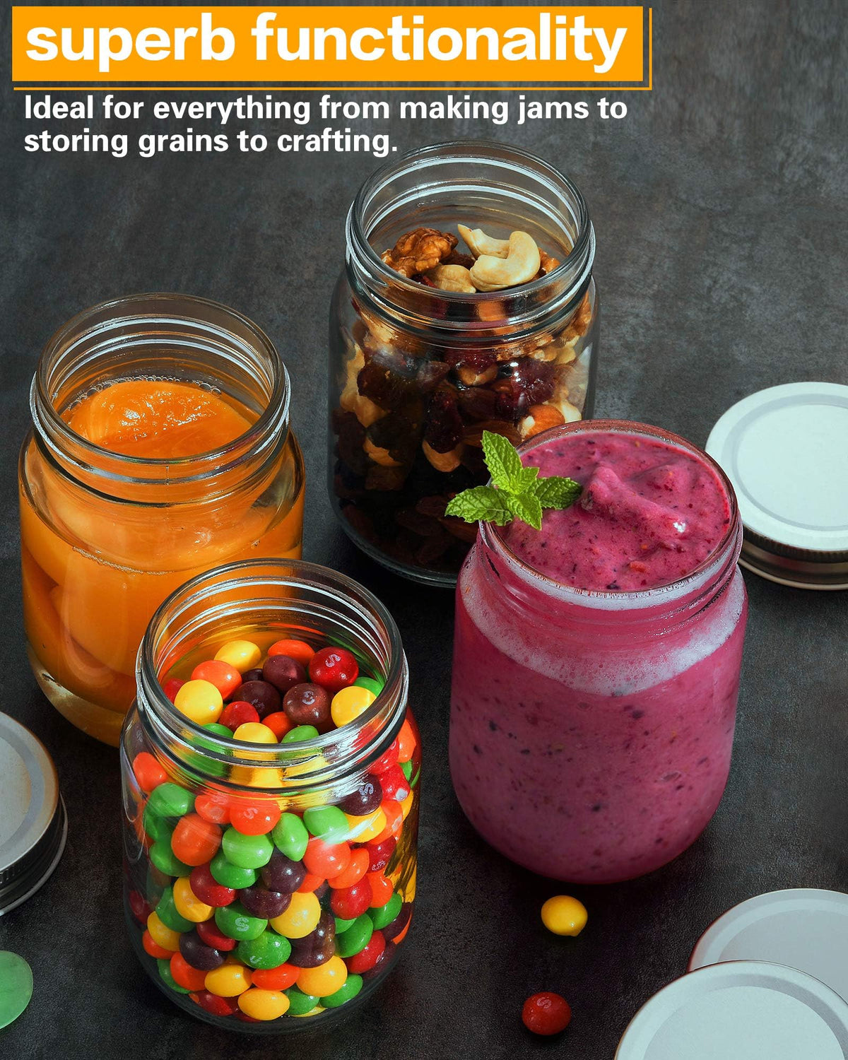 12 oz Glass Canning Jars 6 Pack S861670
