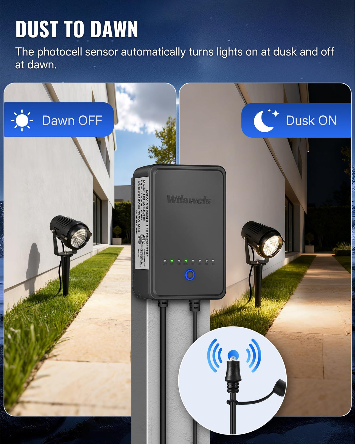 150W Low Voltage Landscape Transformer with Timer and Photocell Sensor O927