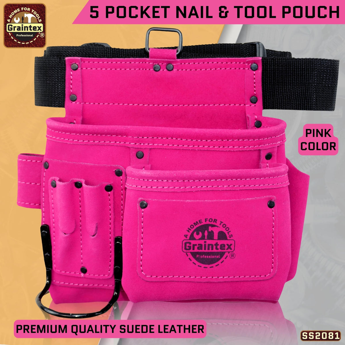 5 Pocket Suede Leather Tool Belt Y871586