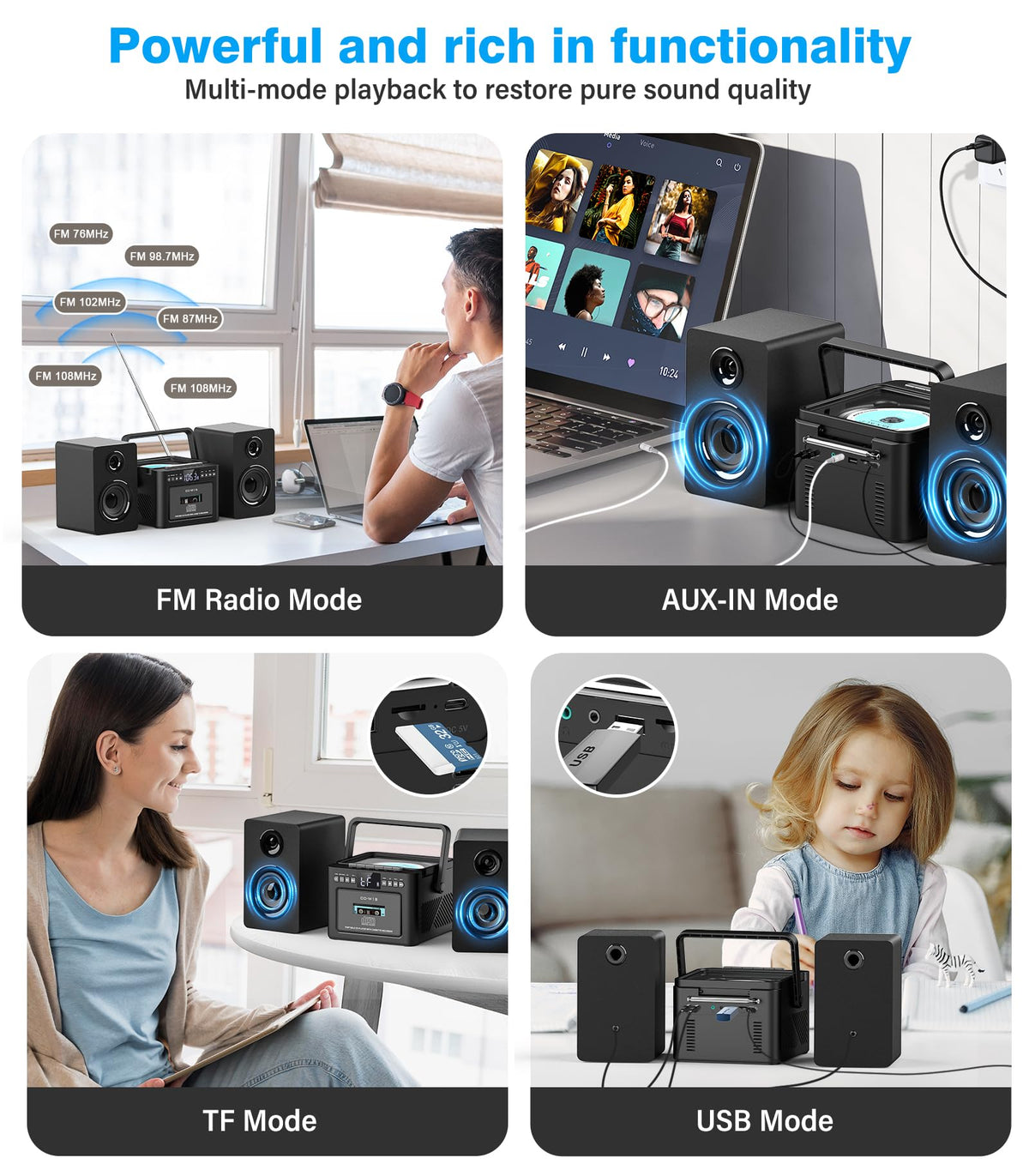 Home Stereo System with CD and Cassette Player T487