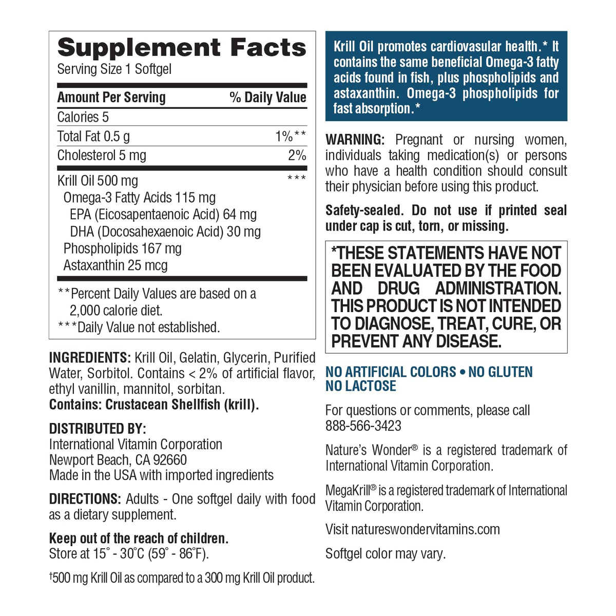 Krill Oil 500mg EPA & DHA 120 Softgels P55328