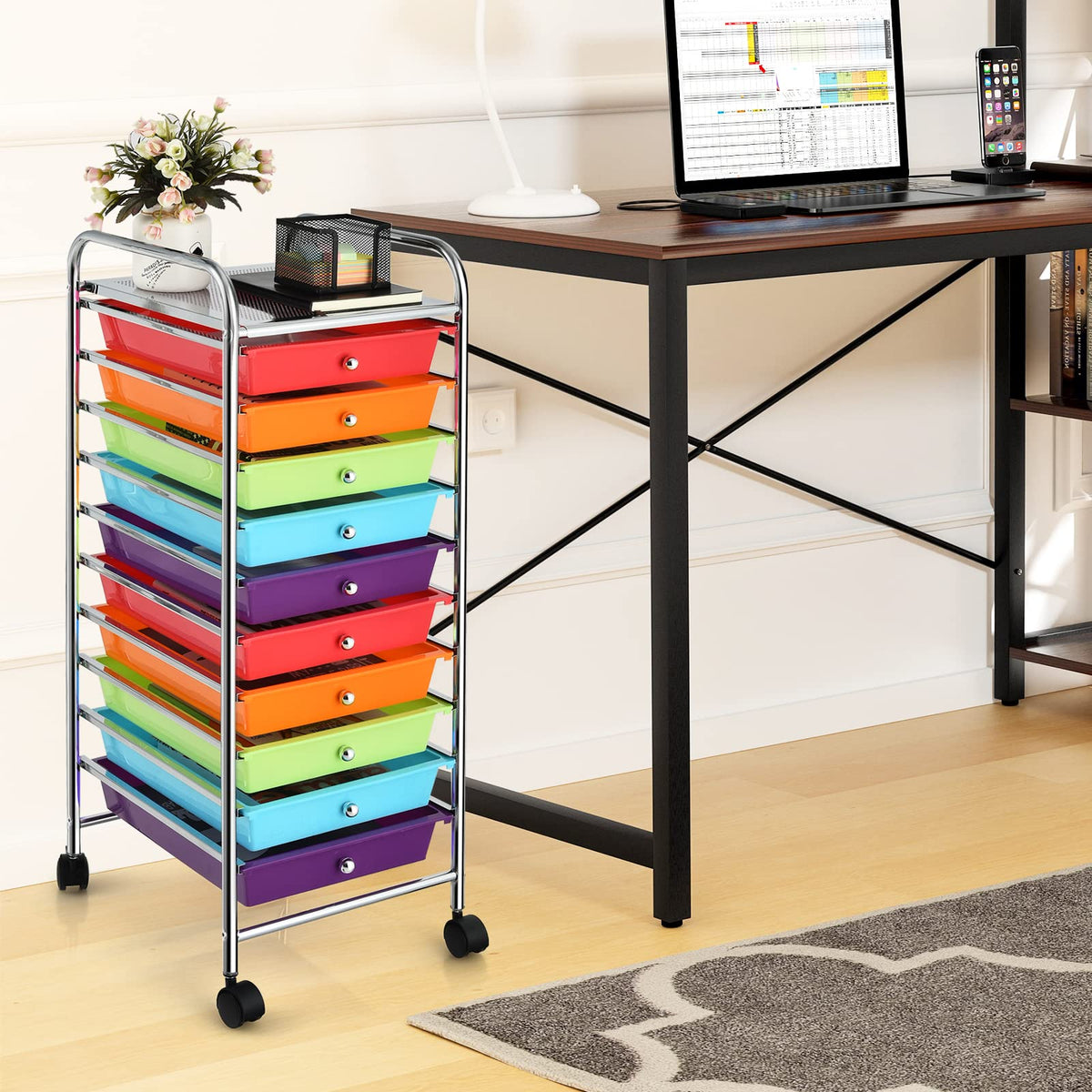 10 Drawer Rolling Storage Cart C708007