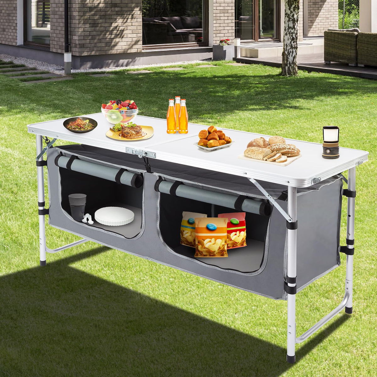 Folding Camping Table with Storage Organizer W239