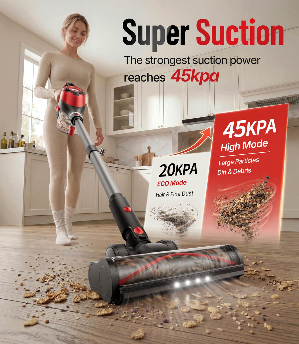 Cordless Stick Vacuum 45Kpa 1.5L Lightweight Handheld Vacuum O531